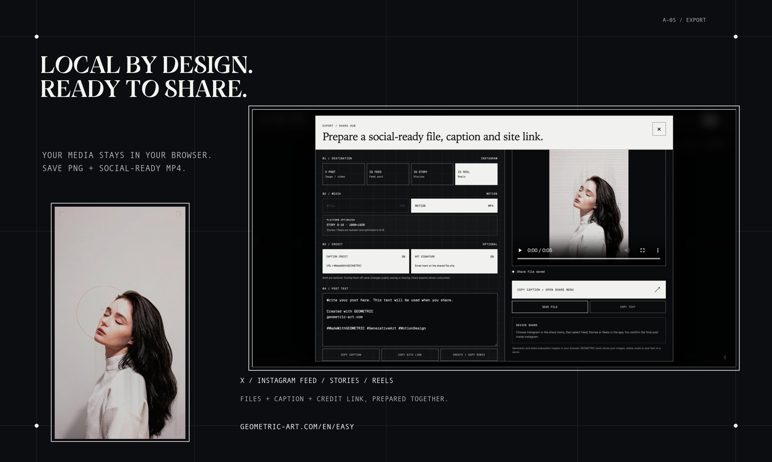 Current GEOMETRIC export and share hub